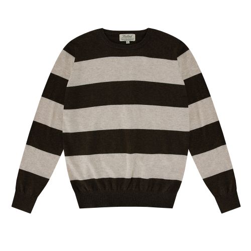 Bellief Essential Crew Neck Knit – Brown/Ivory