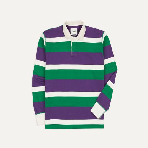 Purple, Green and White Stripe Cotton Rugby Shirt