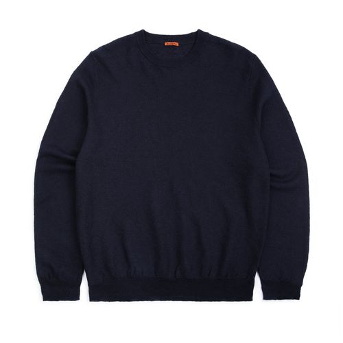 Barena Ato Slissa Cotton Linen Crew Neck Sweater: Navy