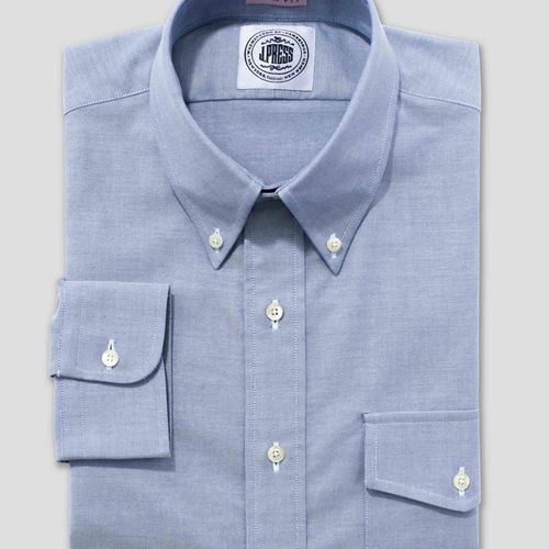 Blue Oxford Dress Shirt With Flap Pocket - Trim Fit