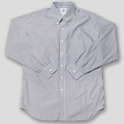 Dark Blue Bengal Stripe Broadcloth Dress Shirt