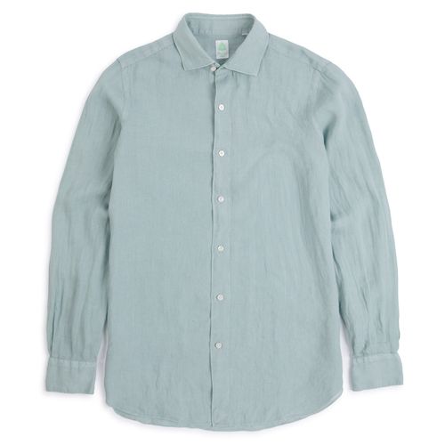 Finamore Gaeta Linen Luigi Sport Shirt: Green