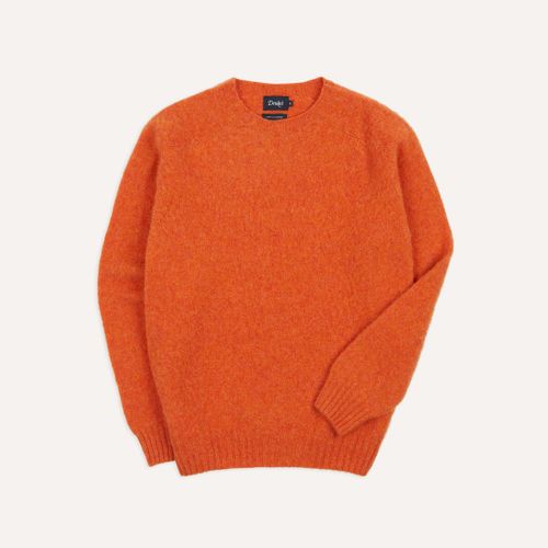 Orange Brushed Shetland Crew Neck Jumper