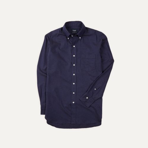 Navy Cotton Flannel Button-Down Shirt