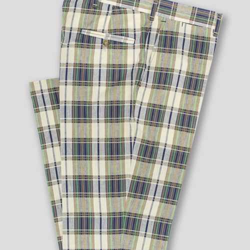 Madras Trousers - Navy/white/green/brown