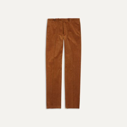 Tan Mid-Wale Corduroy Flat Front Trouser