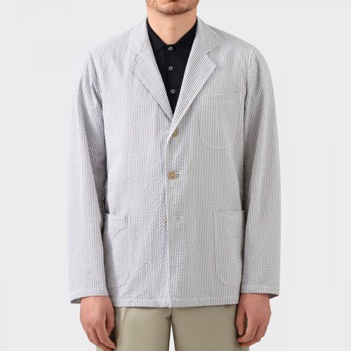 Seersucker Sofá Jacket : White/Light Brown