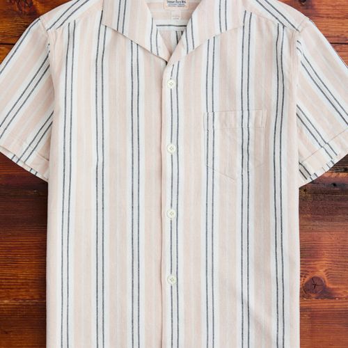 Italian Collar Shirt in Pink Stripe