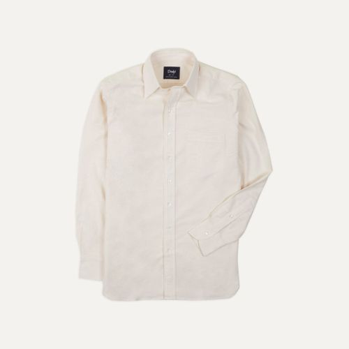 Cream Cotton Oxford Cloth Long Point Collar Shirt