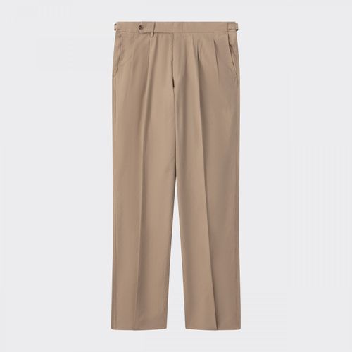 Pleated Coton Gabardine Trousers : Khaki