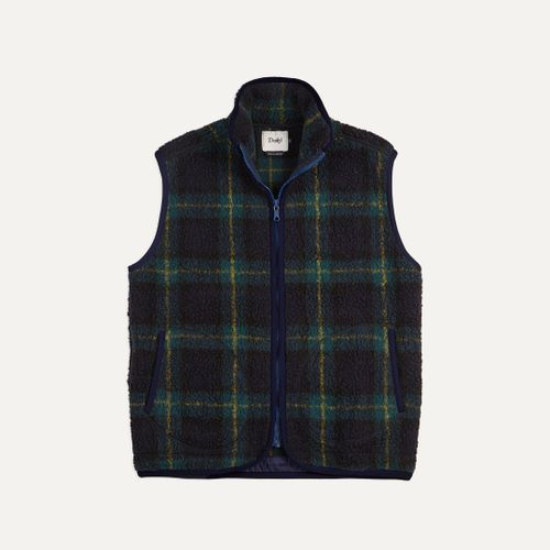 Johnston Check Boucle Wool Sleeveless Zip Fleece Vest