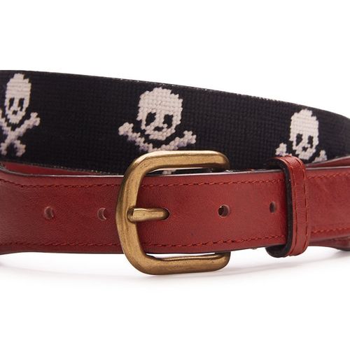 Skull And Crossbones Needlepoint Belt