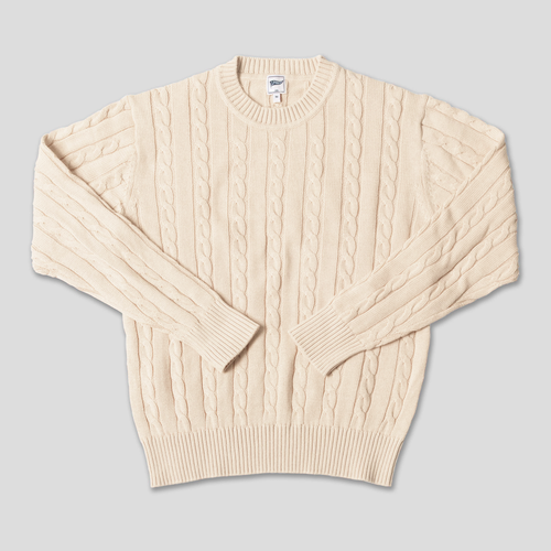 Cotton Linen Solid Crew Neck Sweater - Natural