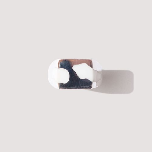 Two Piece Signet Ring - Silver/White