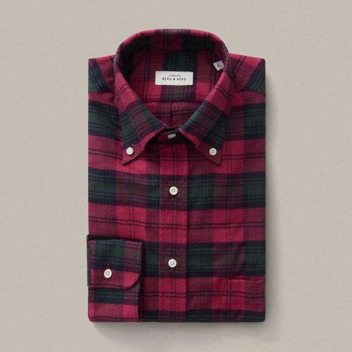 FERDINAND Button Down Shirt Red/Green Tartan Red/Green Tartan