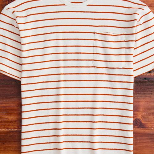 Fly Tee in Ecru Tangerine Stripe