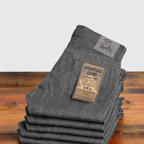 0405-70G 14oz Grey Selvedge Denim - High Tapered Fit