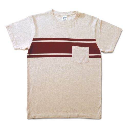 College Stripe Tee / Oatmeal/Burgundy