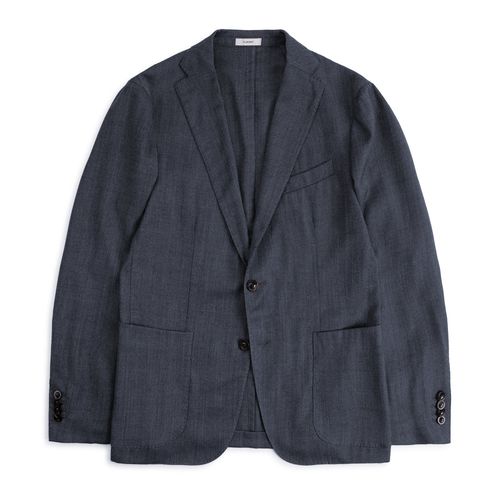 Boglioli Wool Mix Herringbone K Jacket: Navy