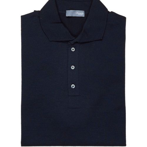 Drumohr Navy Extra Fine Merino Wool Knitted Polo (NOS)