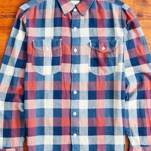 Lee Cotton-Linen Workshirt in Red/Indigo Plaid