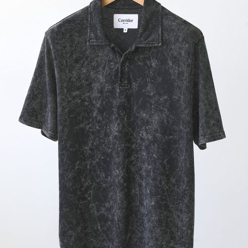 Acid Wash SS Polo - Black