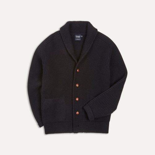 Navy Lambswool 6-Ply Shawl Collar Cardigan