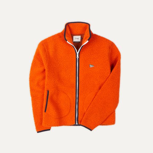 Orange Boucle Wool Zip Fleece Jacket