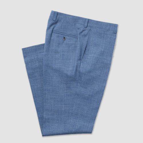 Dark Blue Crash Linen Trousers - Classic Fit