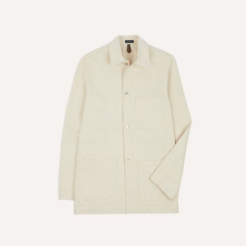 Ecru Cotton Duck Canvas Five-Pocket Chore Jacket