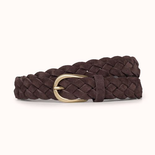 Woven Belt - Brown Suede