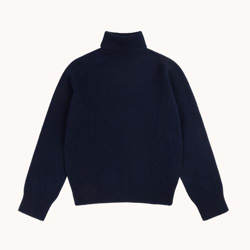 Lambswool Roll Neck Sweater - Navy