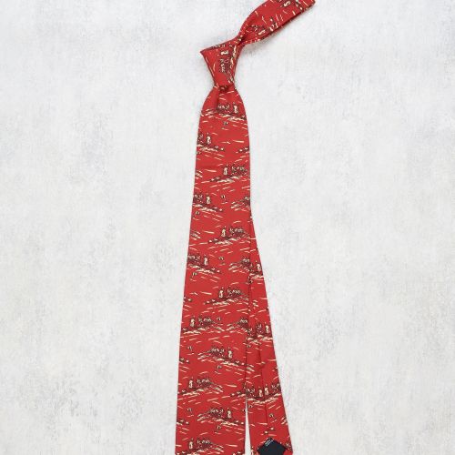 Drake's Red Paddling Pattern Silk Tie (NOS)