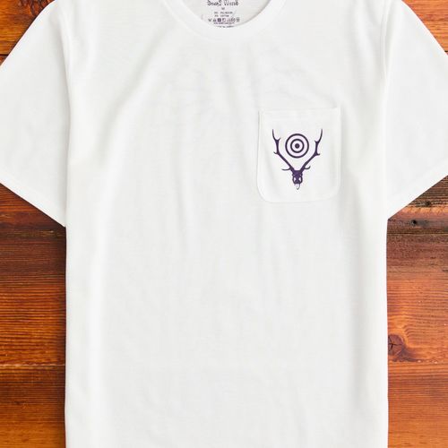 Circle Horn Round Pocket T-Shirt in White