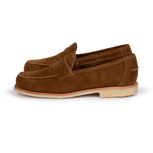 Sanders Edwin Reverse Suede Penny Loafer: Tobacco