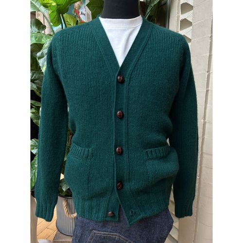 Harley Of Scotland Chunky Weight Super Soft Wool Cardigan- Forest