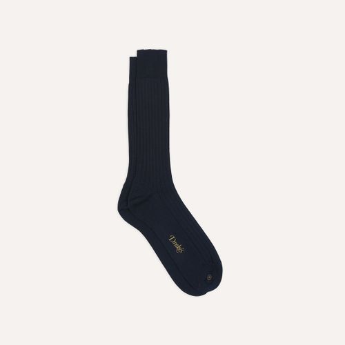 Navy Cotton Mid-Calf Socks