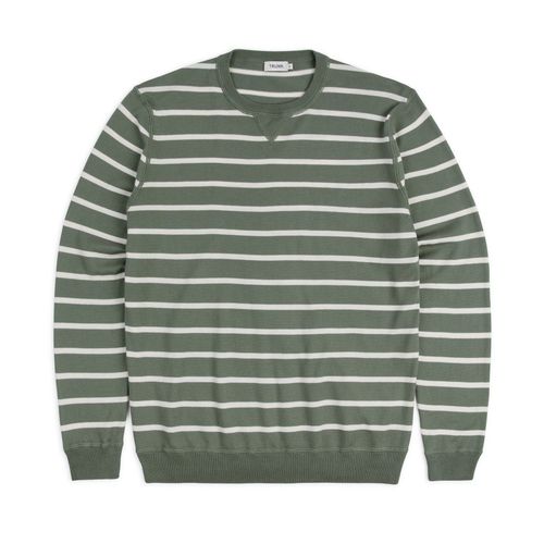 Trunk Marsham Cotton Cashmere Stripe Sweatshirt: Sage Green/Ecru