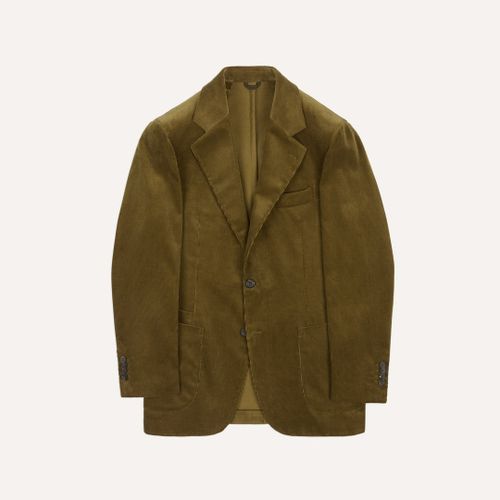 Olive Green Mid-Wale Cotton Corduroy Tailored Jacket