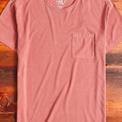 Vintage Knit Pocket T-Shirt in Red