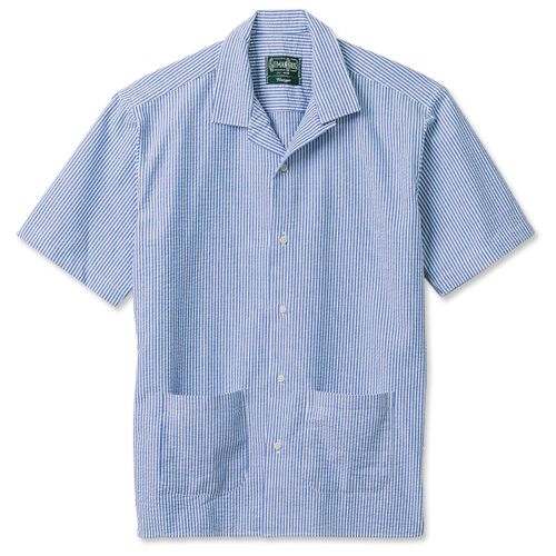 Blue Stripe Seersucker Beach Shirt