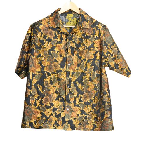 Reversible Camp Collar Shirt Floral Fil Coupe Gold Black