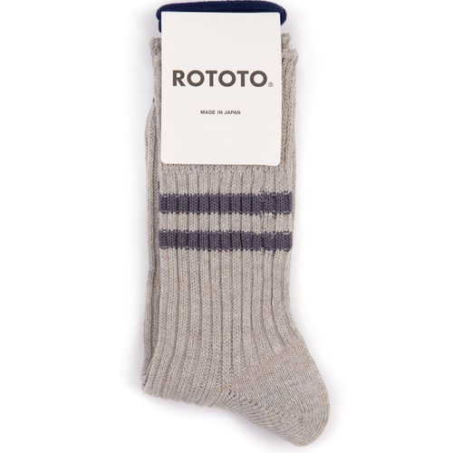 RoToTo Hemp Organic Cotton Stripe Socks: Grey/Purple Haze