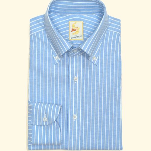 Reverse Striped Cotton/Linen Button-Down ShirtReverse Striped Cotton/Linen Button-Down Shirt