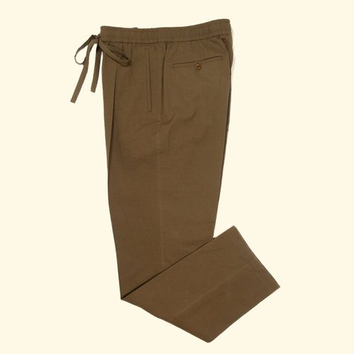 Seersucker Drawstring Trousers - TobaccoSeersucker Drawstring Trousers - Tobacco