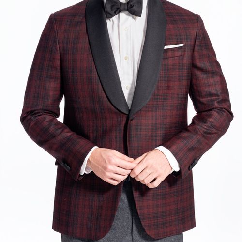 Red Tartan Shawl Collar Dinner Jacket