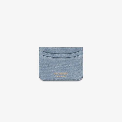 Denim Printed Leather Card Holder