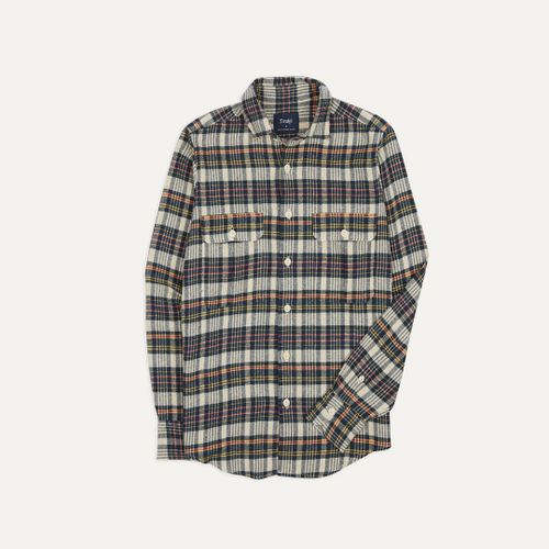 Navy Madras Check Cotton Two-Pocket Work Shirt