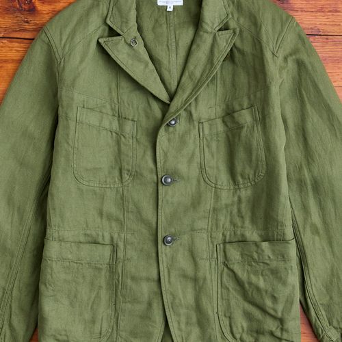 Bedford Jacket in Olive Cotton Hemp Satin