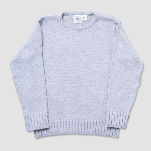 Chunky Cotton Crew Neck Sweater - Grey Marl